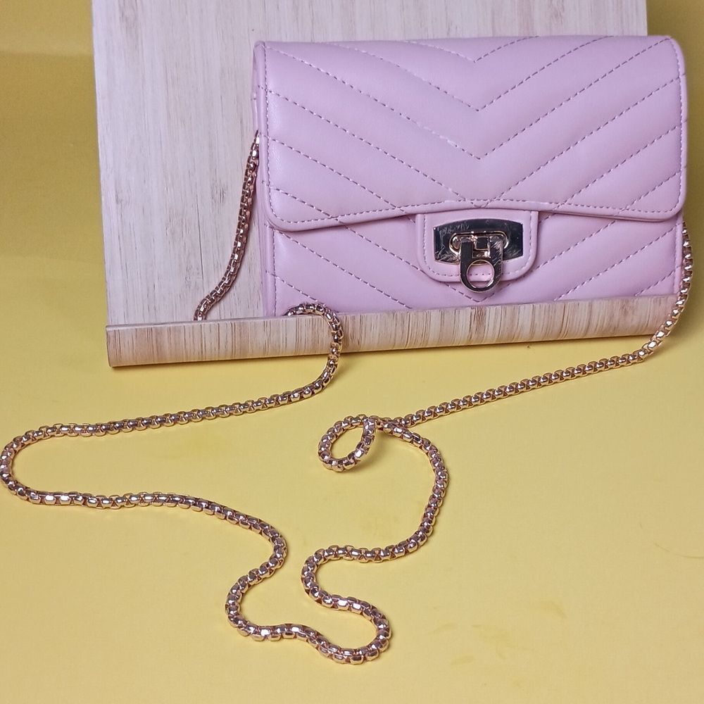 Womens Quilted Crossbody Bag Pink Classic Spring Purse - Picture 6 of 11